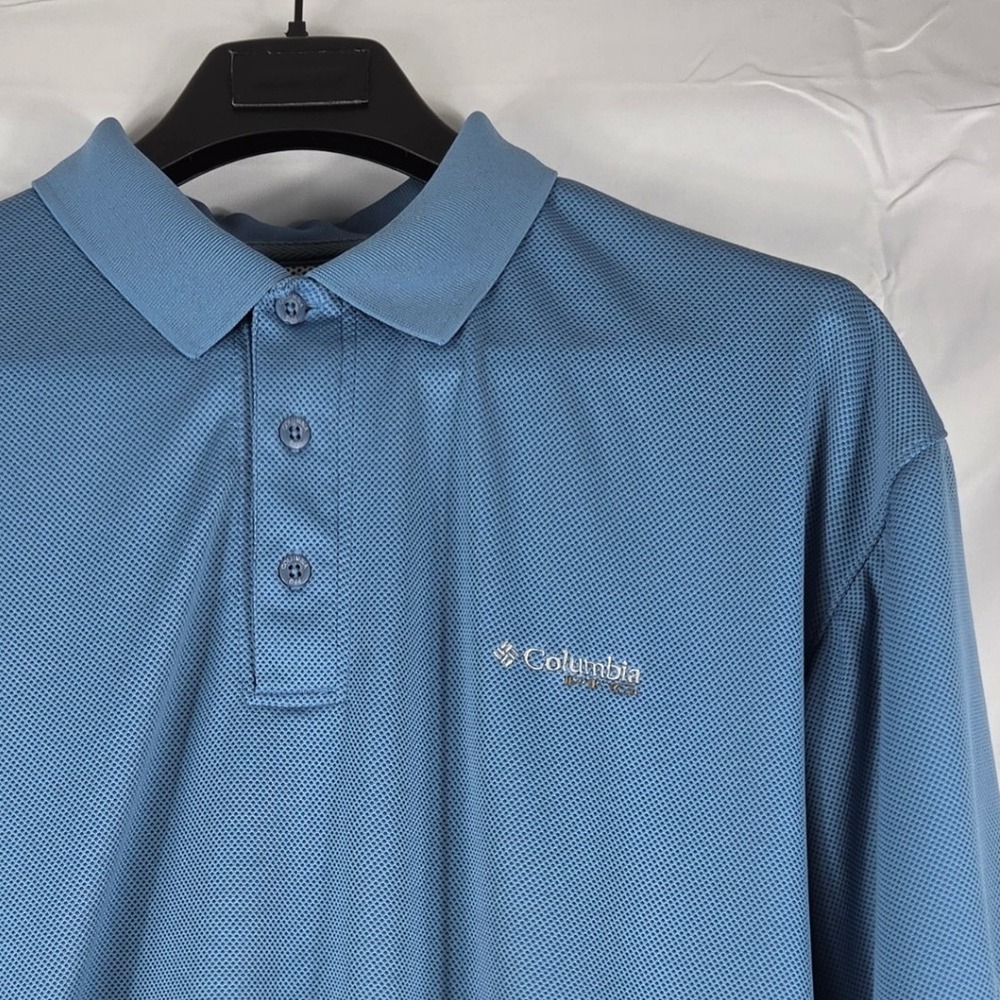 Columbia PFG Mens Blue Short Sleeve Performance Fishing Polo Shirt Large